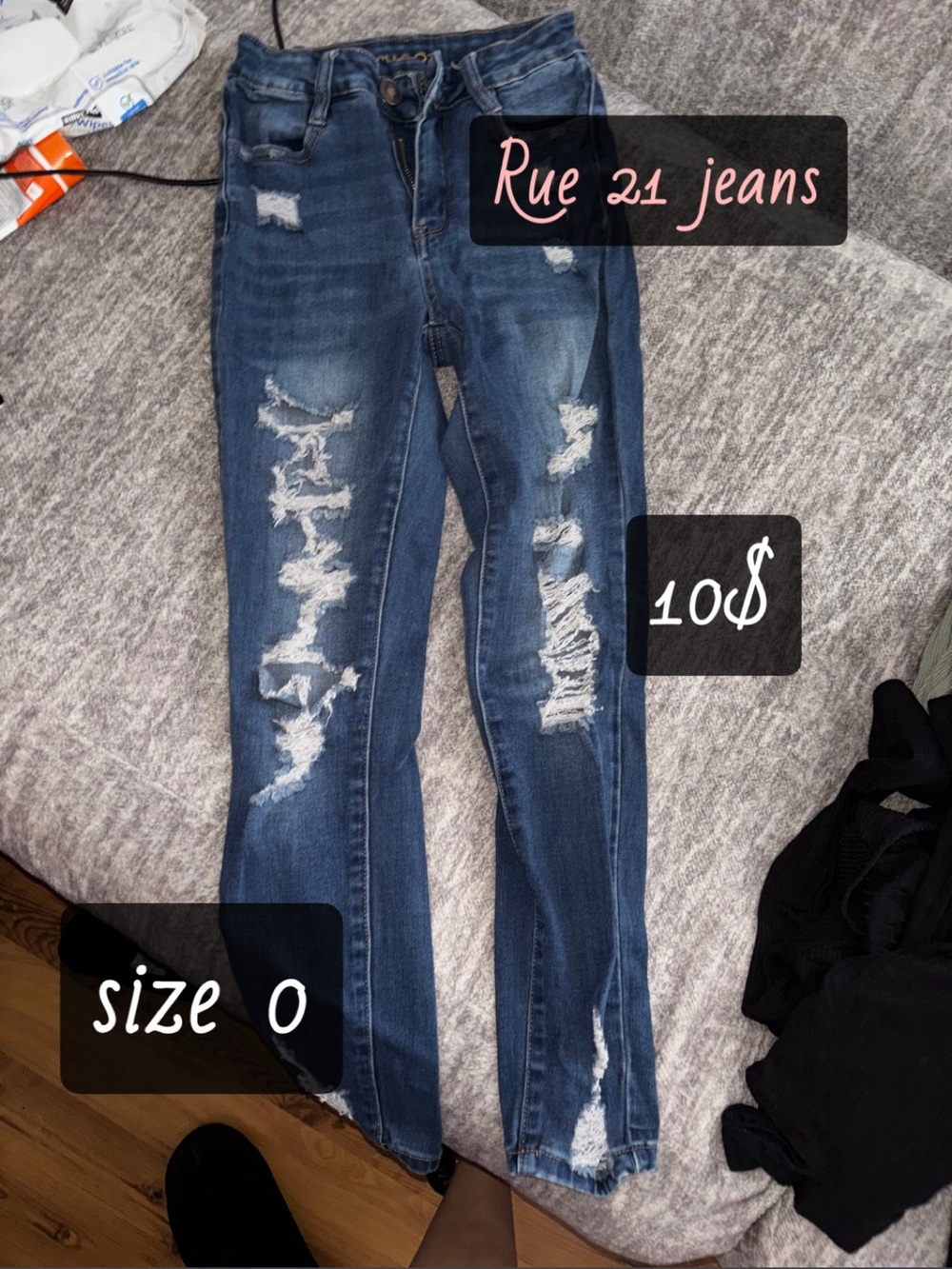 Rue21 Dark Blue Distressed Skinny Jeans